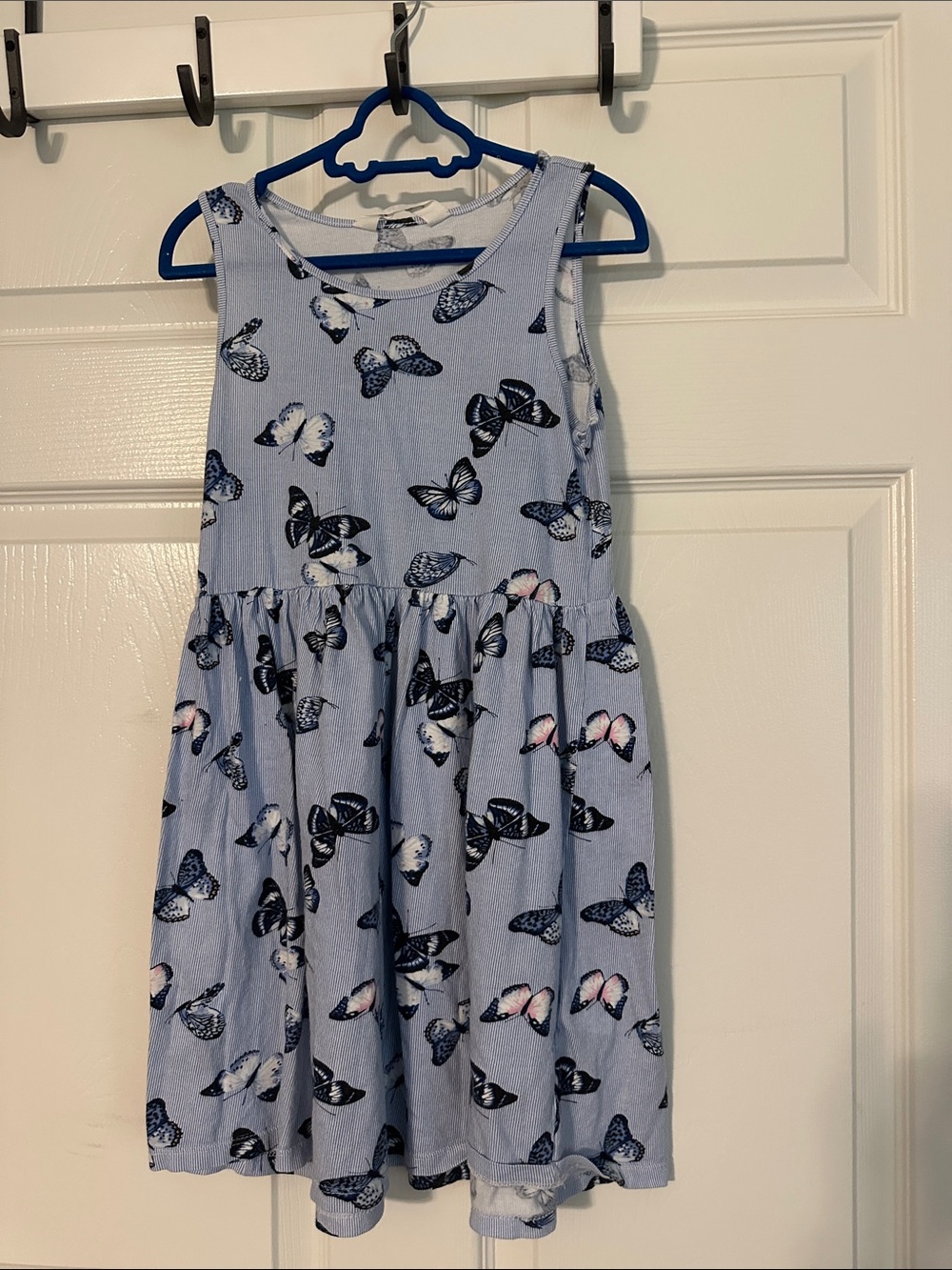 H&M Light Blue Butterfly Print Sleeveless Dress